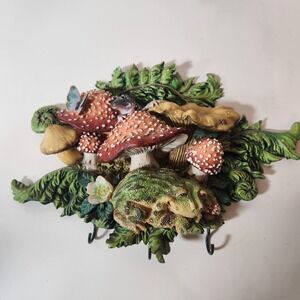 RainForest Collectibles Frog Mushroom Wall Hook Rack Cottagecore Decor